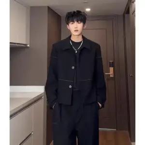 픽호샵 남성용 빈티지 키작남 쇼트 패드 재킷 자켓 정장 코트 블레이저 꾹1