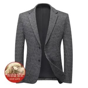 픽호샵 가을 캐주얼 남성용 모직 싱글 정장 코트 키작남 무스탕 재킷 양복 꾹3