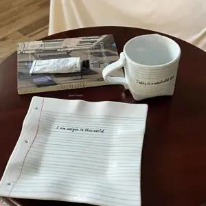 귀여운 노트모양 사각 접시 특이한 세라믹 그릇 머그 집들이 선물