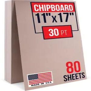 Paclord 11인치 x 17인치 브라운 크래프트 플레인 칩보드 시트 두께 30Pt ？ 카드스톡 프로젝트 액자 백업