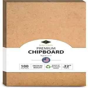 칩보드 판지 시트 - 중간 무게 팩당 100개. (8.5 x 11)