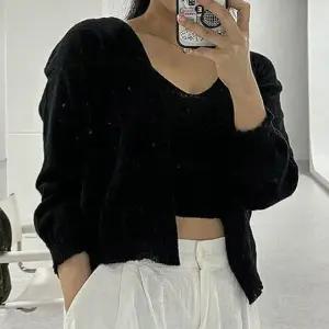 홈웨어가디건세트 데일리 니트 조끼 여성세트 가볍게 여성 브이넥 간절기 가디건