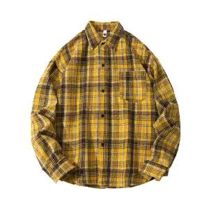 키체샵 남성용 체크 빅사이즈 셔츠 도톰 가을옷 긴팔 기모 HO3