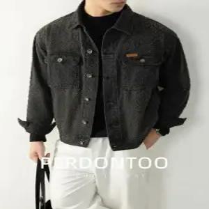 키체샵 남성 블랙 청 오피스룩 청자켓 눈꽃무늬 코트 봄가을 멋스러움 HO3