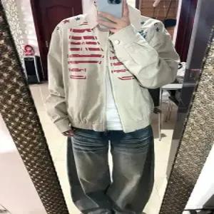 키체샵 남사친 데님 빈티지 코트 청자켓 프린트 점퍼 깃발 레터링 쇼트 캔버스 HO1