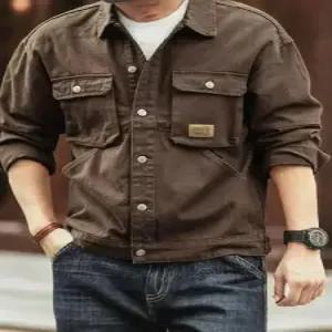 키체샵 청 남성용 빈티지 봄 가을 코트 워싱 멋쟁이 청자켓 포켓 자켓 빅 HO3