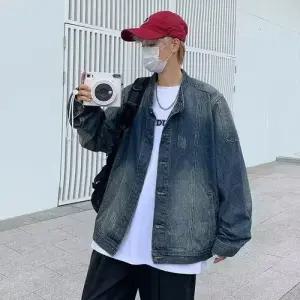 키체샵 내마모성 코트 애춘 라이더부터 중워싱 청자켓 차이나 재킷 남친 청 가을 빈티지 HO3