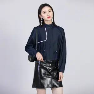 스파이더맨 여사친 하이넥 봄가을 숏트렌치코트 셔링 피플 OPH1