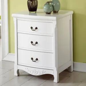 서랍장 나르본 화이트 원목 엔틱 600 3단 수납장/클래식