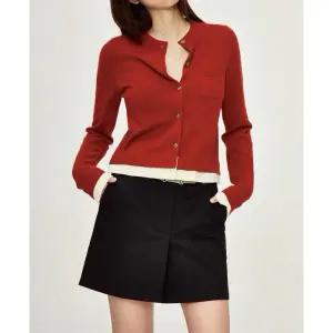 EAMT 봄 여사친 니트 울 삼색 소매 밑단 프렌치 카디건 보들보들 이중 YJ1