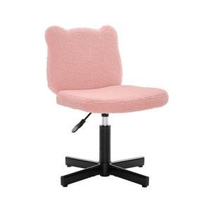 루에 보나 조절 가능한 배니티 의자, 걸리 베어 이어 와이드 백, 메이크업 룸용 360 회전 배니티 의자, 틴 걸스용 업홀스터 테디 벨벳 오스만, 350파운드, 핑크