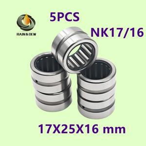 5PCS NK17/16 Bearing17X25X16 mm 내부 링이없는 솔리드 칼라 니들 롤러 베어링