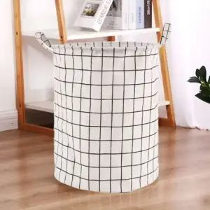 세탁 보관 바구니 흰색격자무늬 다용도