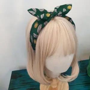 여성용 와이어 헤어밴드 그린 야자수 패턴 넓은 반다나 머리띠