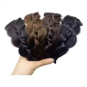 여성용 인조 가발 머리띠 땋은 헤어밴드 꽈배기 스타일 헤어