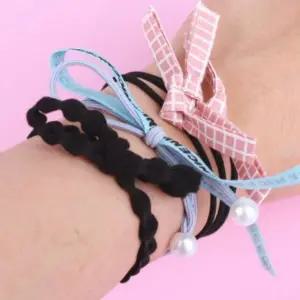 컬러 혼합 헤어밴드 헤어끈 머리 고무줄 머리방울 심플 스타일