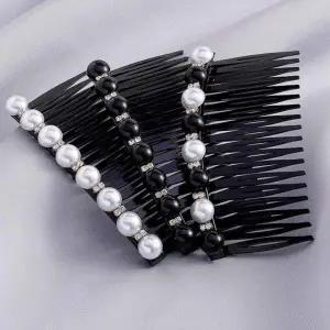 진주 큐빅 헤어핀 올림머리 셀프웨딩 헤어악세사리 혼주 고정