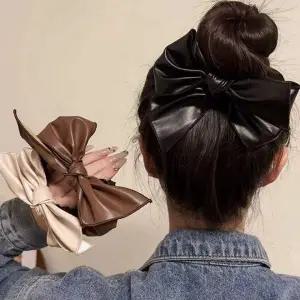 [골드스마일]여성용 가죽 리본 헤어밴드 곱창 고무줄 머리끈 스크런치 헤어