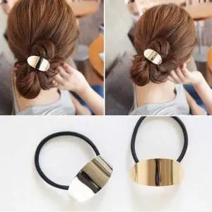 [골드스마일]골드 반달 헤어밴드 당고머리 헤어끈 클래식 메탈 로우번 머리묶기