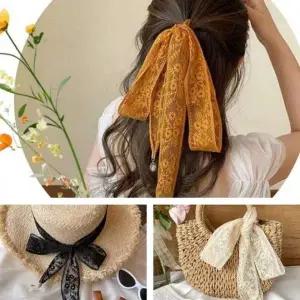 [골드스마일]레이스 리본 웨딩 헤어밴드 헤어슈슈 스카프 머리끈 가방장식