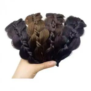 여성용 인조 가발 머리띠 땋은 헤어밴드 꽈배기 스타일 헤어