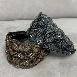 [골드스마일]레이스 큐빅 장식 와이드 헤어밴드 머리띠 머리띠 큐빅 와이드