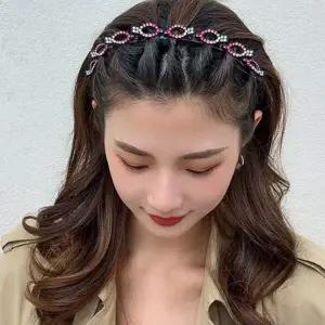 큐빅 장식 헤어밴드 볼륨 집게 머리띠 앞머리 고정 얇은 화관