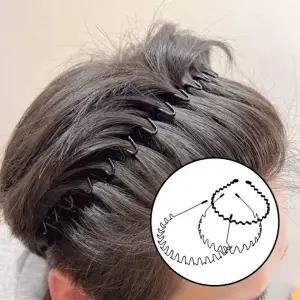 [골드스마일]3p 남성용 헤어밴드 얇은 머리띠 고정용 스프링 철제 와이어 물결