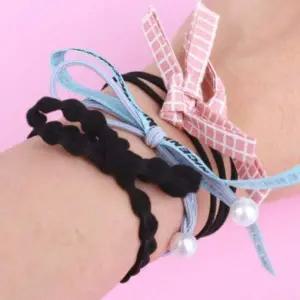 컬러 혼합 헤어밴드 헤어끈 머리 고무줄 머리방울 심플 스타일