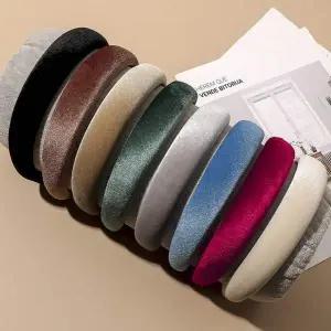 와이드 벨벳 헤어밴드 여자용 두꺼운 머리띠 부드러운 벨벳