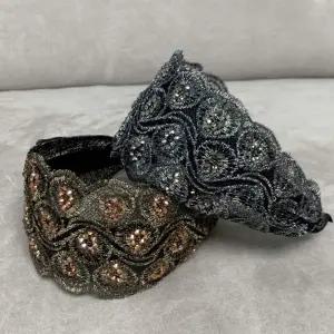 레이스 큐빅 장식 와이드 헤어밴드 머리띠 머리띠 큐빅 와이드