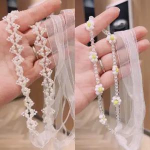 셀프웨딩 진주 헤어밴드 비즈 머리끈 초커 발레코어 머리띠