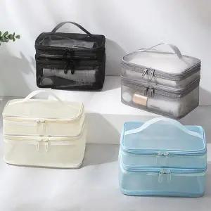 메쉬와이어파우치 이중 여행용 수납 화장품 정리 품 여성 여행