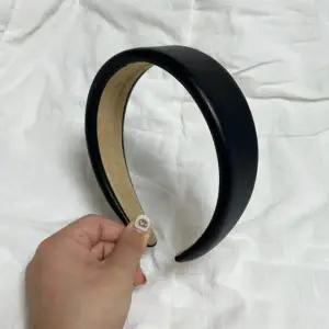 블랙 인조가죽 와이드 헤어밴드 두꺼운 넓은 머리띠 여성용 기본