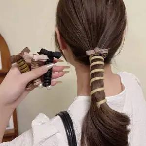 [골드스마일]와이어 리본 스프링 헤어끈 고무줄 돌돌이 머리끈 늘어나는