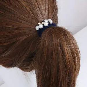 [콩심팥심]진주 볼 더블 머리 헤어끈 LM0569 데일리 시계 링 헤어슈슈 쥬얼리