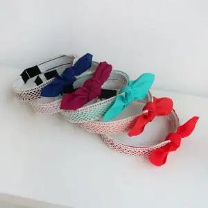 메쉬 원단 트위드 패브릭 리본 헤어밴드 머리띠 여성 머리장식