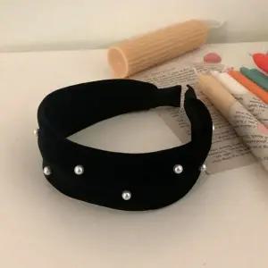 벨벳 와이드 헤어밴드 진주 장식 데일리 편안한 가을 겨울 기본