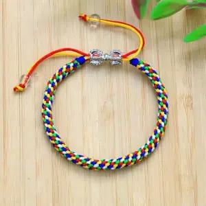 오색 실팔찌 행운 건강 기원 길이조절 커플 우정 레이어드 비즈