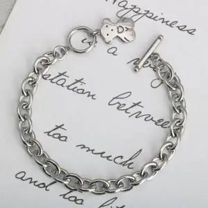 의료용 스테인리스 스틸 곰돌이 펜던트 체인 팔찌 남녀 공용