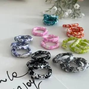 도트 패턴 아크릴 레이어드 반지 데일리 포인트 액세서리 플리마켓