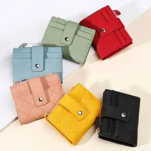 지폐 동전 수납 퀼팅 카드지갑 가죽 미니 콤팩트 지갑 카드 수납