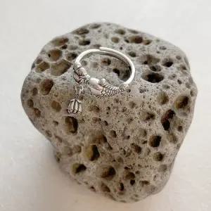 연꽃 모양 잉어 장식 반지 불교 운세 금전 재물 사업 합격 풍수