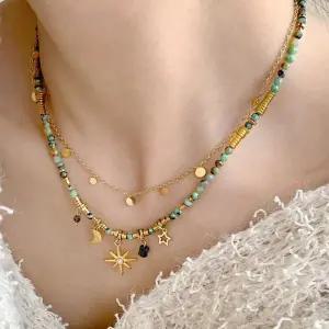 은하수 별자리 더블체인 레이어드 목걸이 여자 두줄 목걸이 포인트