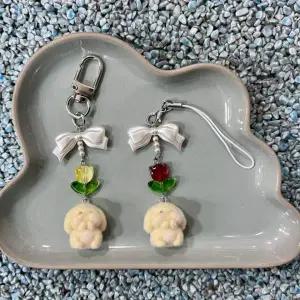 토끼 모양 튤립 진주 장식 동물 애니멀 벨벳 후로킹 귀여운 가방