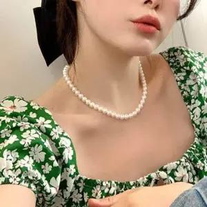 사랑스러운 캐주얼 진주 레이어드 목걸이 데이트 포인트 쥬얼리