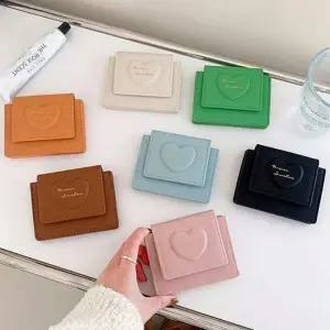 하트 패턴 엠보 가죽 카드 지갑 여성용 학생용 반지갑 명함지갑