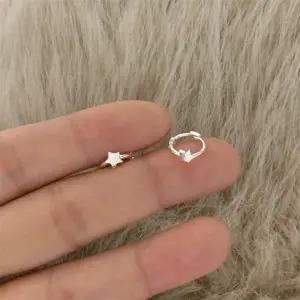 별 모양 실버 원터치 귀걸이 데일리 포인트 Y2K 학교용 미니 쁘띠