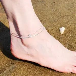 써지컬 스틸 뱀 모양 두줄 체인 발찌 남녀공용 스테인리스 발목