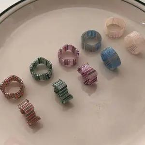 아크릴 컬러 웨이브 반지 데일리 우정 오픈링 줄무늬 스트라이프